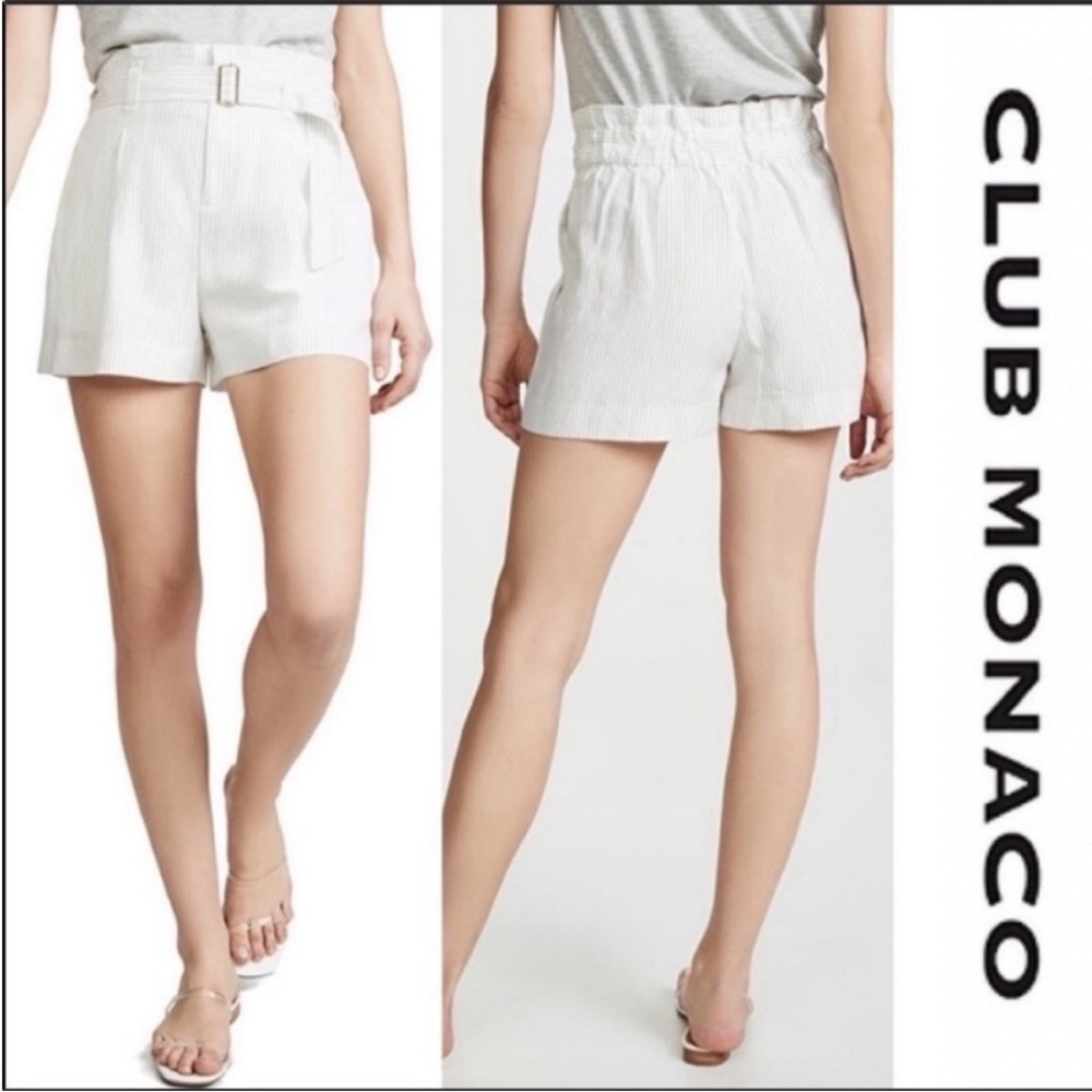 CLUB MONACO Darcee Short - White and Black Stripes